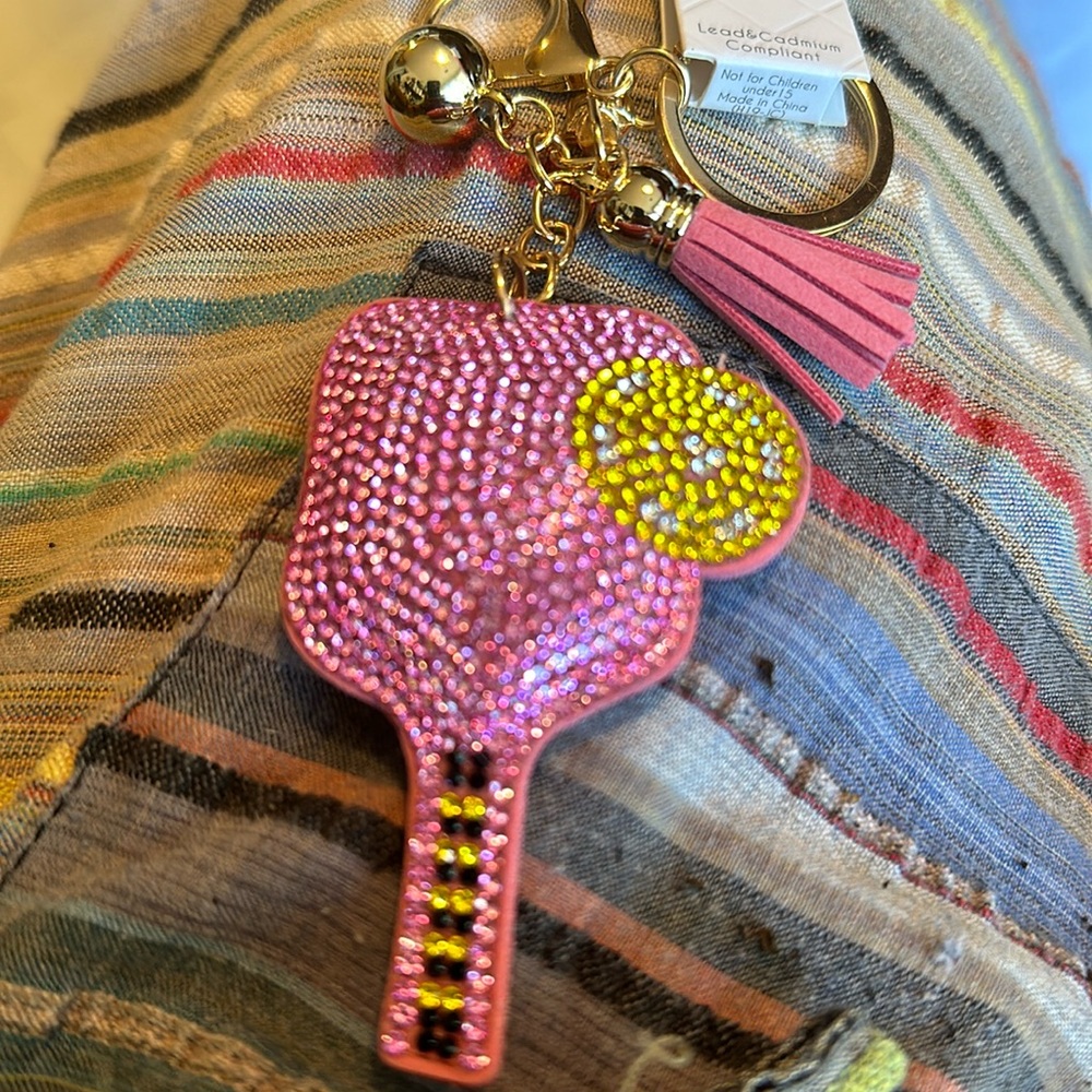 Juliet By Crystal Avenue Pickleball Bling Keychain Rhinestone Accessories